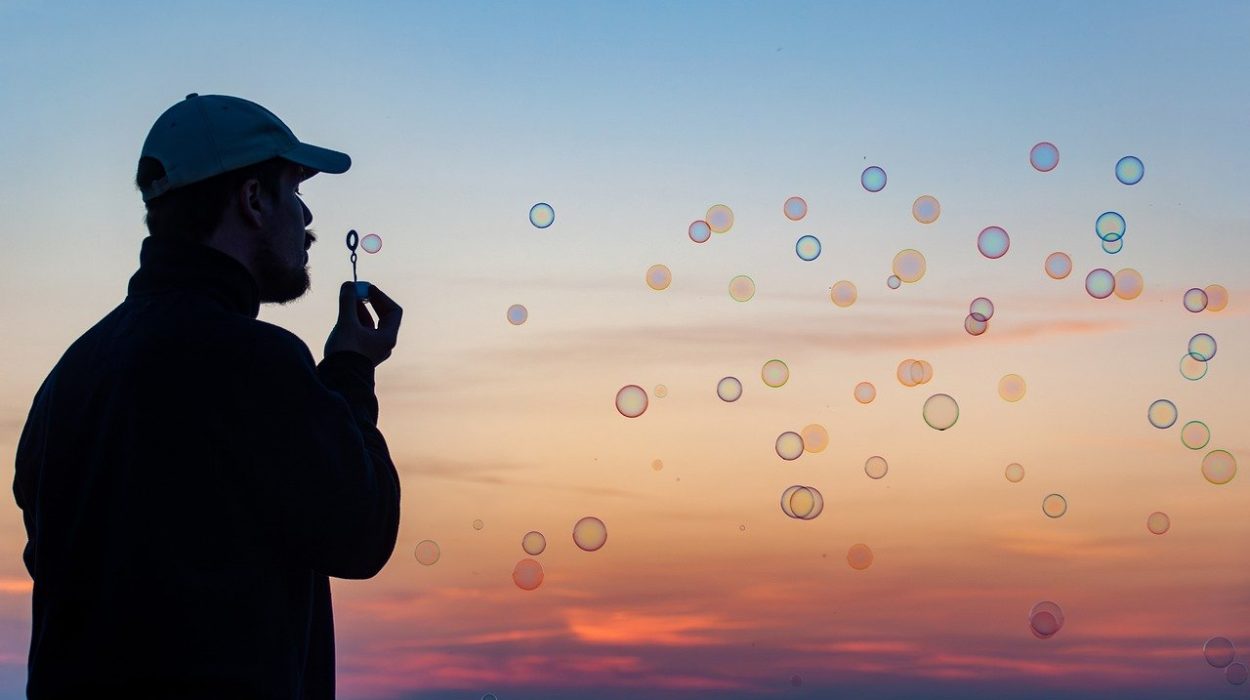 soap bubbles, blowing bubbles, sunset, man, silhouette, nature, life, dusk, twilight, life, life, life, life, life